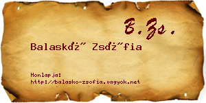 Balaskó Zsófia névjegykártya