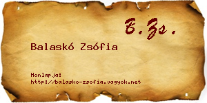 Balaskó Zsófia névjegykártya